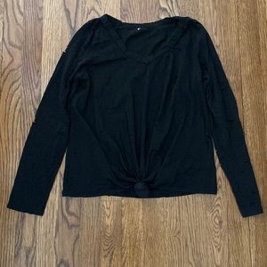 Black Long Sleeve Tee with Holes